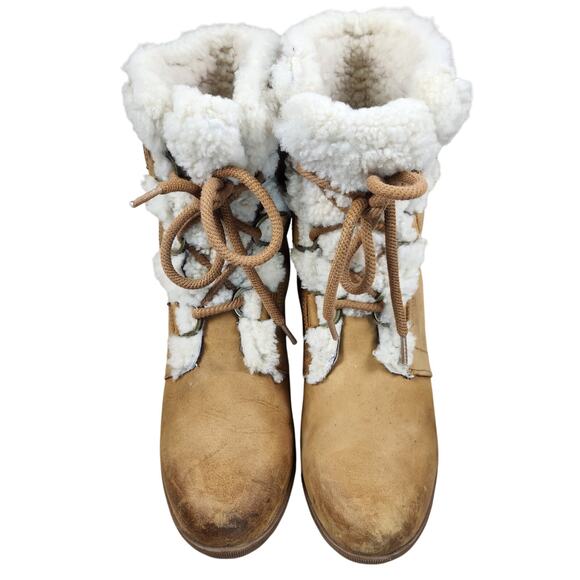 Sorel Women's Joan Of Arctic Wedge II Sherpa Camel Brown Boot Size 9.5 (EU 40.5) - Picture 2 of 13
